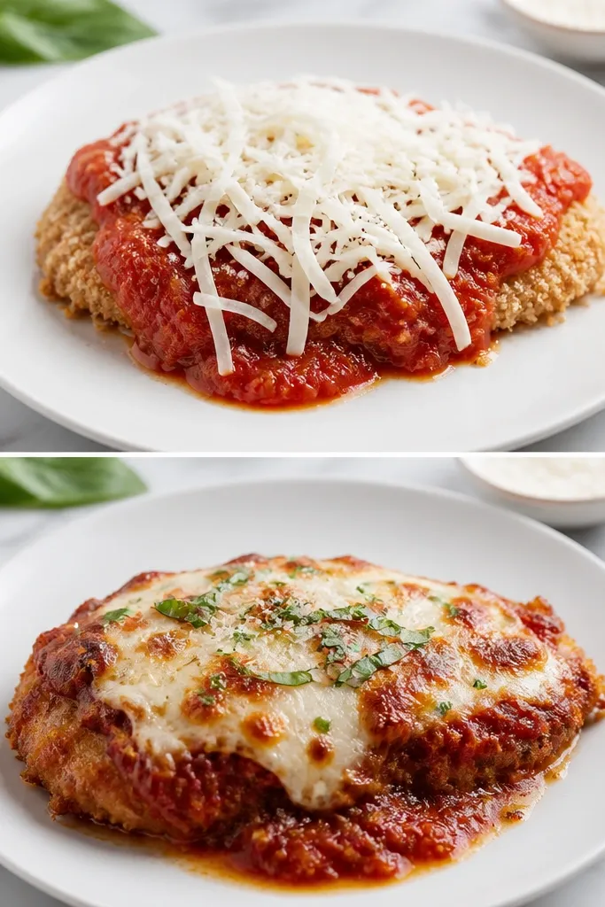 Before and After Authentic Italian Chicken Parmesan
