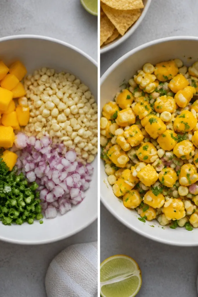 Before and After Mango Corn Salsa