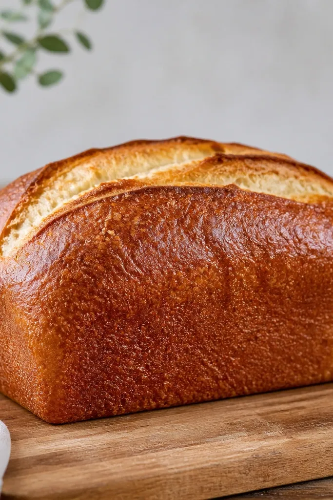The loaf's sides show even deep golden browning, with no pale bands along the edges.