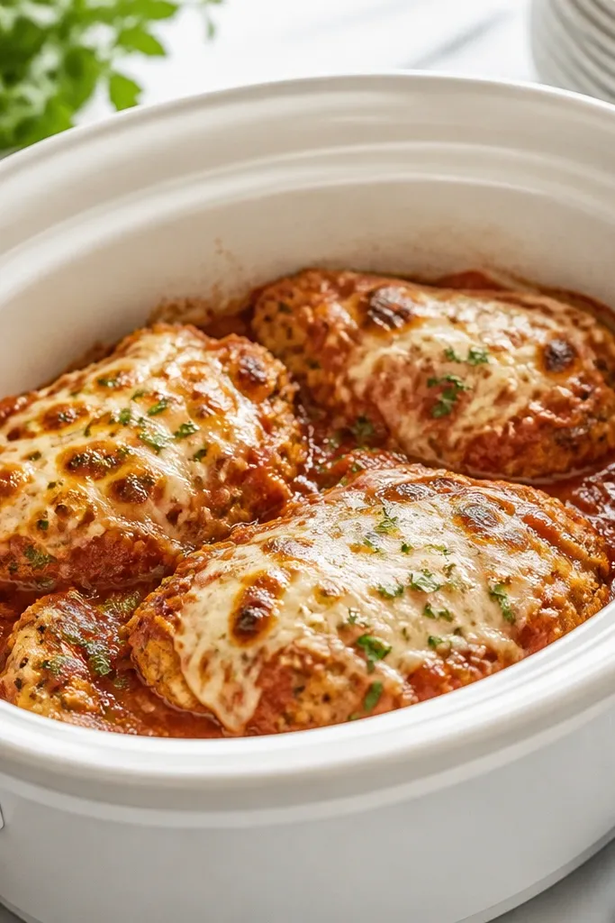 Low Maintenance Chicken Parmesan in the Crock Pot