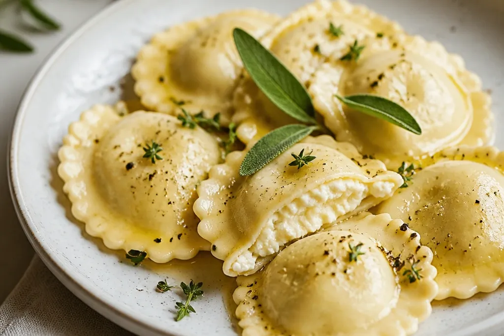 Goat Cheese Ravioli With Tangy Creamy Filling