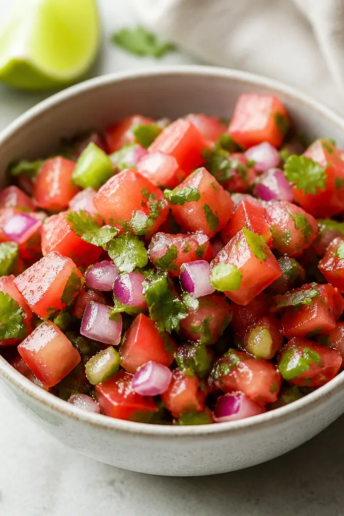 A bowl where the surface looks fresh and bright, with tiny lime juice bubbles and a few salt crystals catching light.