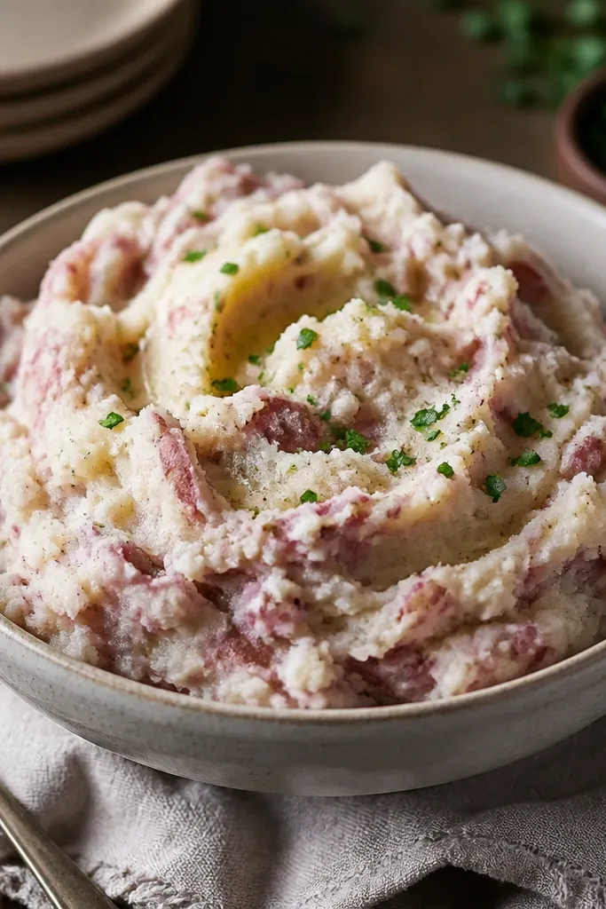 Red Mashed Potatoes With the Skins On for Extra Rustic Flavor