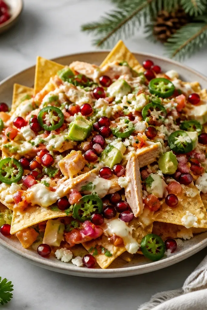 Seasonal Evergreen Chicken Nachos