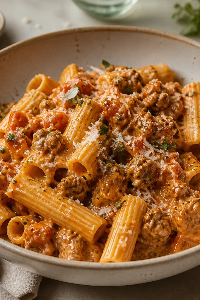 Vodka Pasta With Meat for a Rich, Saucy Bowl